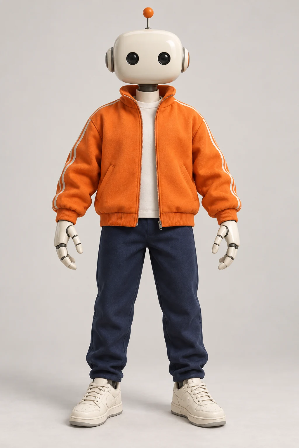 Cream robot in an orange jacket: the downloadable character input